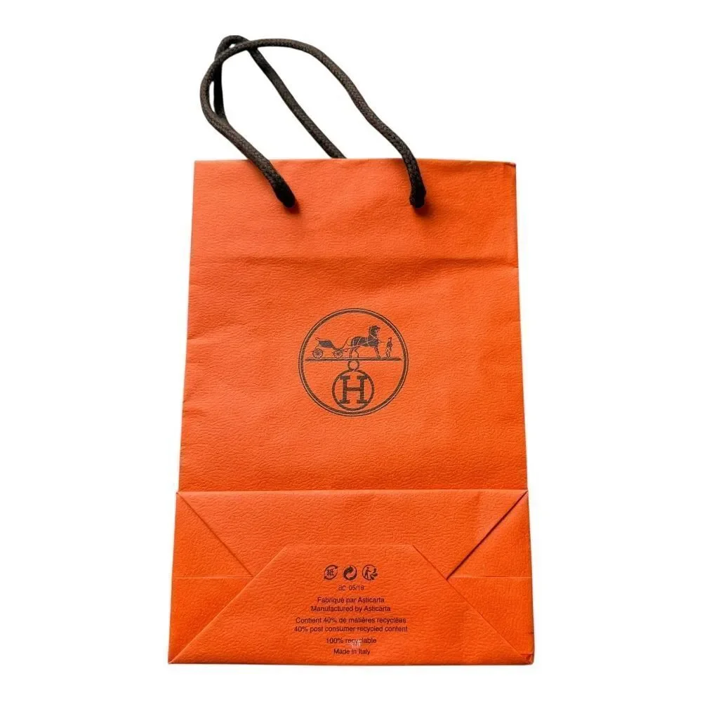 Hermes Orange Luxury Collectible Parisian Branded Shopping Bag Womens 8.5